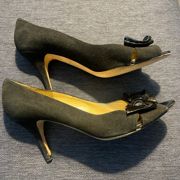 kate spade Shoes - Kate Spade Black Peep-Toe Susan Heels with Bow 10B